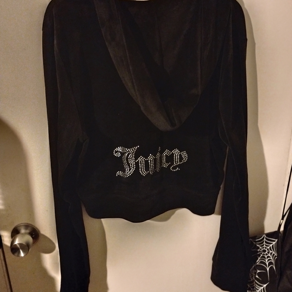 Juicy Couture Black Hoodie with Rhinestone Script